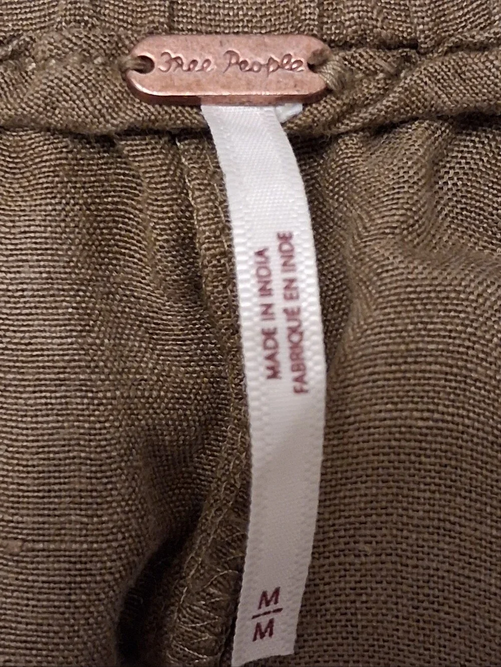 Free People Mirella Linen Blend Drawstring Shorts Size Medium Viper Olive Green